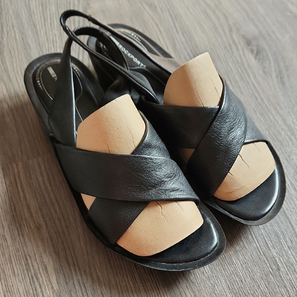 Black Leather Women's Sandals